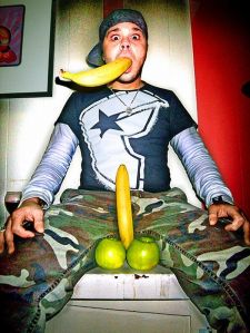 Errol - Posing With 2 Apple Balls & 2 Banana Boners Rocking a Gi